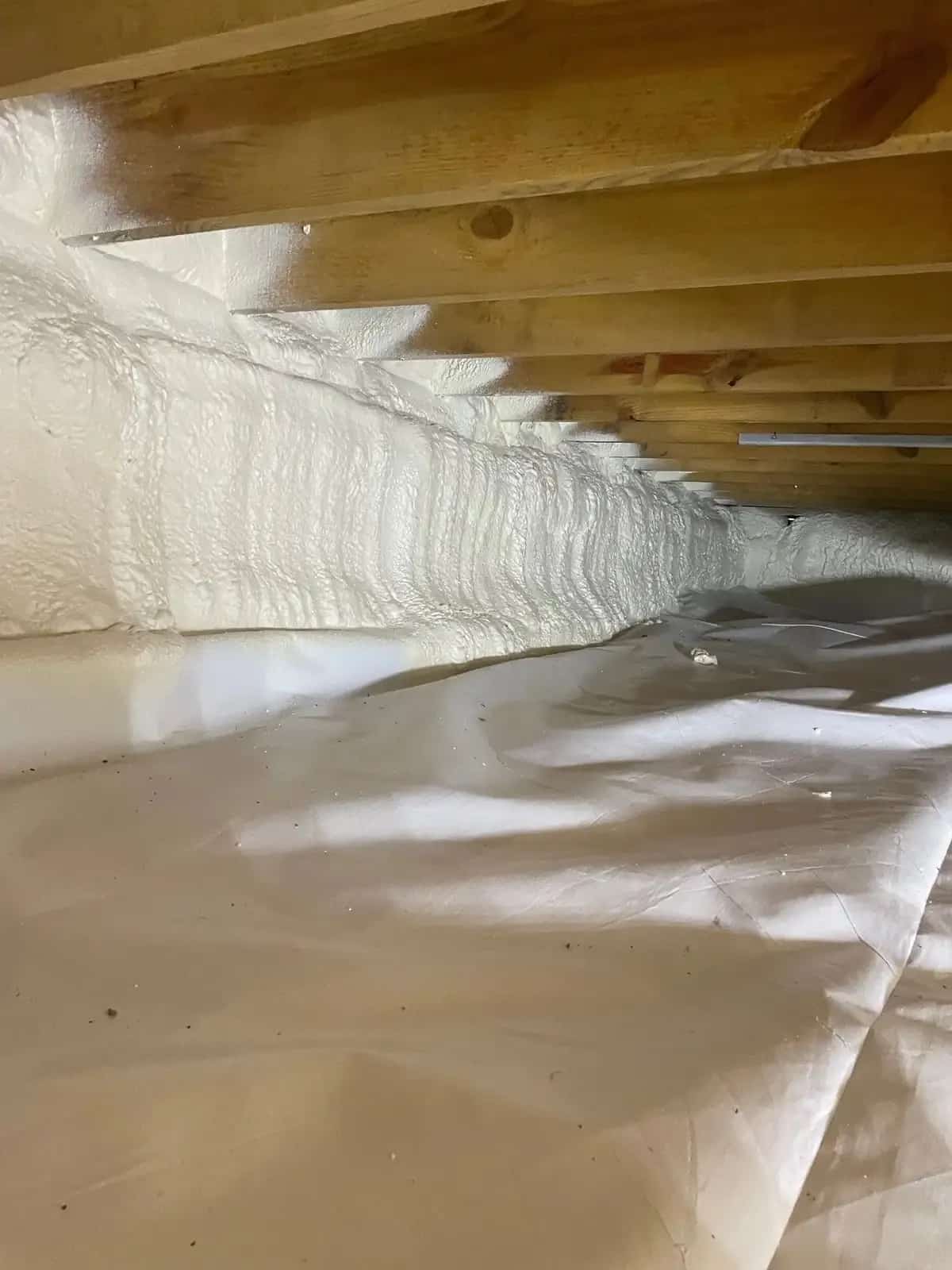 Interior spray foam insulation in a central Indiana building