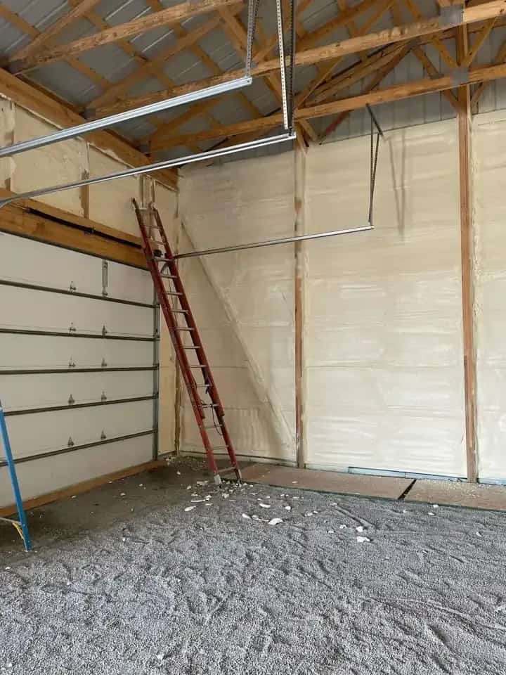 Spray foam insulation job in progress in central Indiana